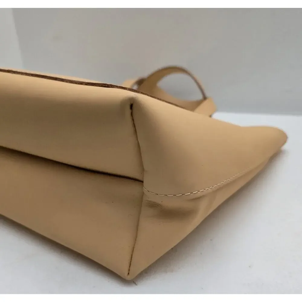 Portland Leather Goods Medium Crossbody Tote Purse Rare Light Peach Leather